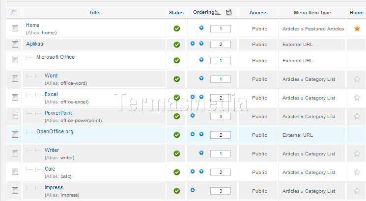 Merubah home page default (standar) di Joomla