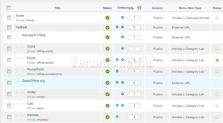 Merubah home page default (standar) di Joomla