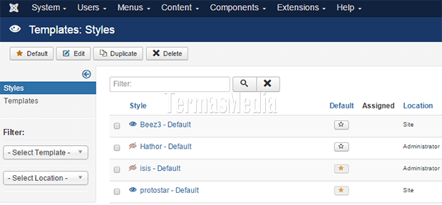Cara mengganti template di CMS Joomla