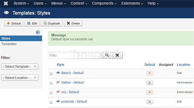 Cara mengganti template di CMS Joomla