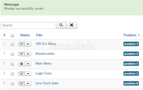 Merubah posisi modul (module) di template Joomla