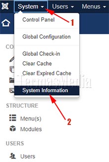 Memeriksa versi PHP melalui panel admin Joomla