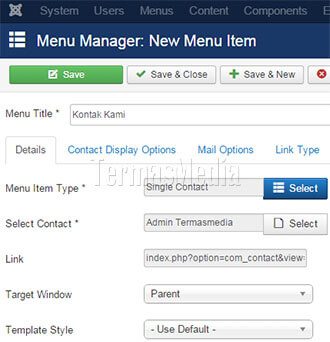 Membuat form kontak (contact form) di Joomla