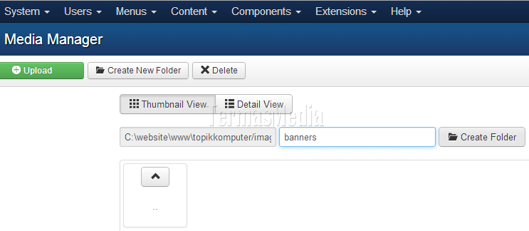 Membuat folder baru di Media Manager Joomla
