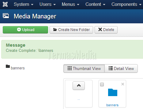 Membuat folder baru di Media Manager Joomla
