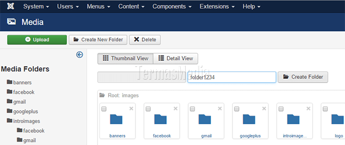Membuat folder baru di Media Joomla
