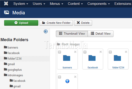 Menghapus folder dari Media Joomla
