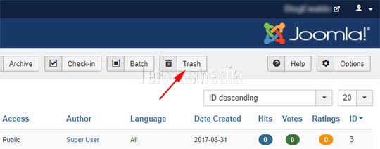 Menghapus artikel Joomla secara permanen
