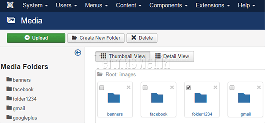 Menghapus folder dari Media Joomla