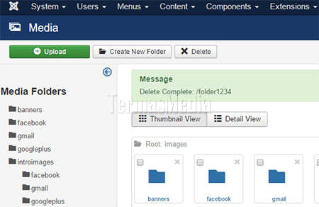 Menghapus folder dari Media Joomla