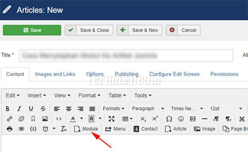 Menyisipkan modul ke dalam artikel Joomla