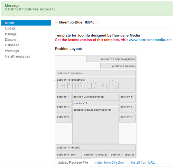 Memasang dan mengaktifkan template di Joomla