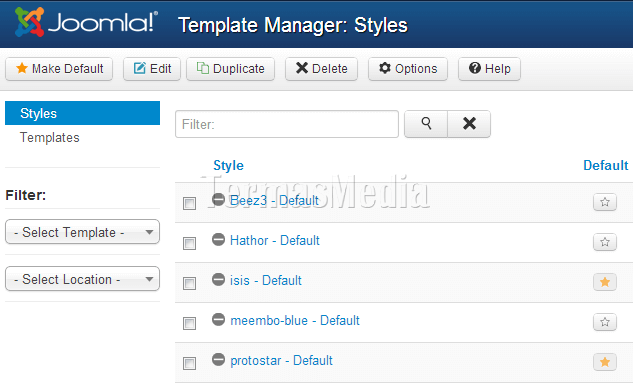 Memasang dan mengaktifkan template di Joomla