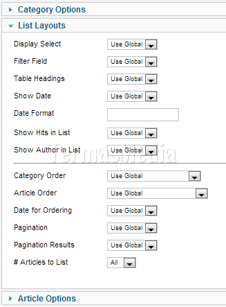 Menentukan jumlah artikel yang ditampilkan di Category List
