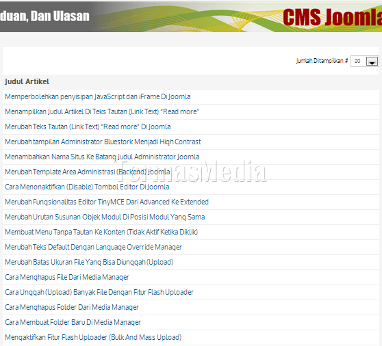 Menentukan jumlah artikel yang ditampilkan di Category List