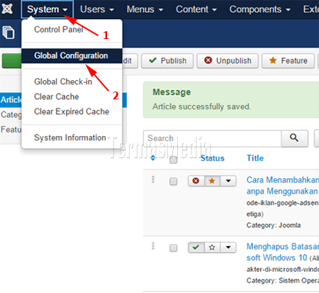 Menambahkan menyisipkan kode iklan AdSense di blog Joomla