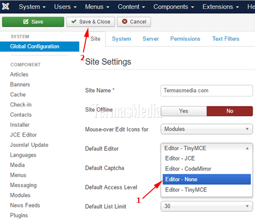 Menambahkan menyisipkan kode iklan AdSense di blog Joomla