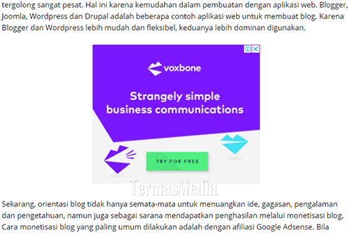 Menambahkan menyisipkan kode iklan AdSense di blog Joomla