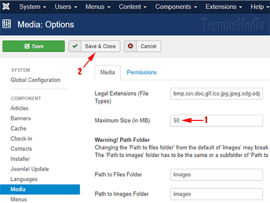 Mengubah batas ukuran file upload di CMS Joomla
