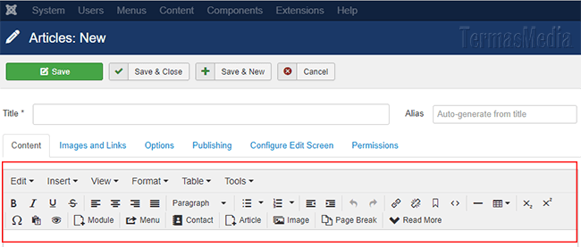 Mengubah fungsionalitas editor TinyMCE di CMS Joomla