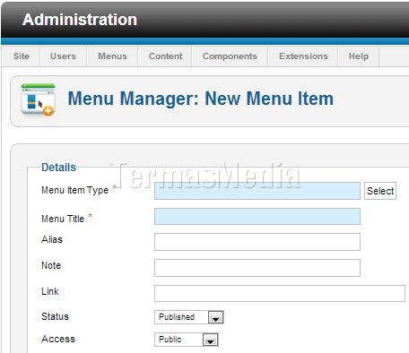 Membuat menu tanpa tautan ke konten website
