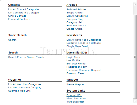 Membuat menu tanpa tautan ke konten website