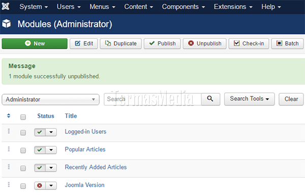 Menghilangkan nomor versi Joomla dari panel admin