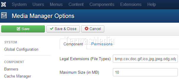 Mengetahui tipe file media yang didukung Joomla