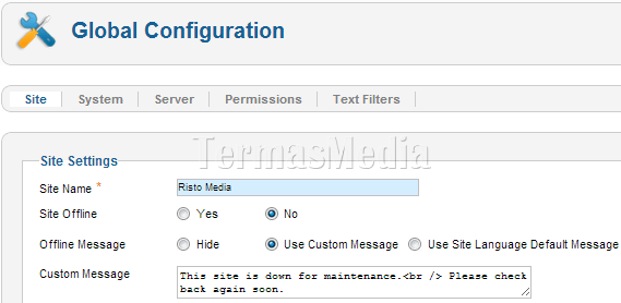 Menambahkan nama situs ke title bar area administrator Joomla