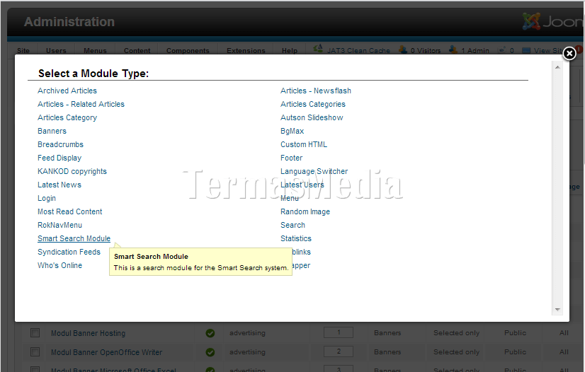 Mengaktifkan Smart Search di Joomla
