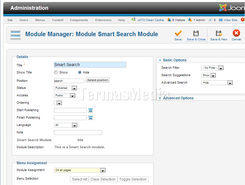 Mengaktifkan Smart Search di Joomla