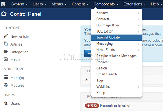 Memperbarui versi Joomla