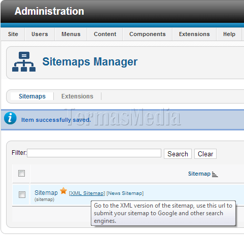 Membuat peta situs (sitemap) situs Joomla dengan Xmap