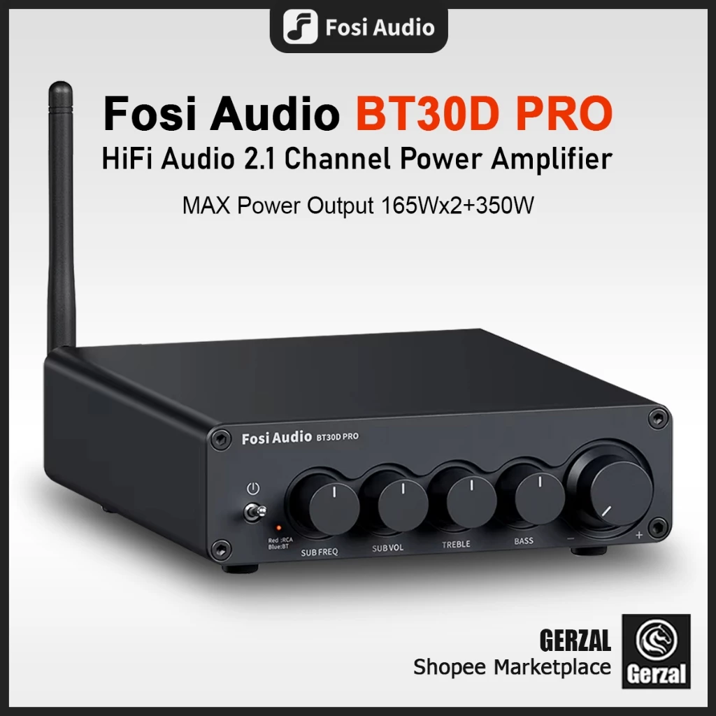 Fosi Audio Amplifier Bluetooth 5.0 HiFi 2.1 Channel 165x2+350W TPA3255 - BT30D PRO-MAX