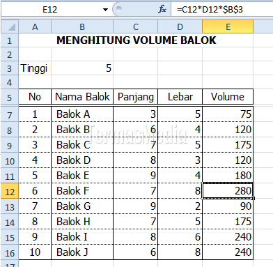Menggunakan referensi sel absolut (absolute cell reference) di Excel