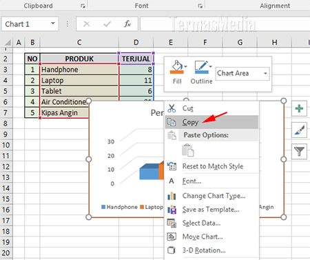 Cara menyimpan grafik Microsoft Excel ke format JPEG (JPG)