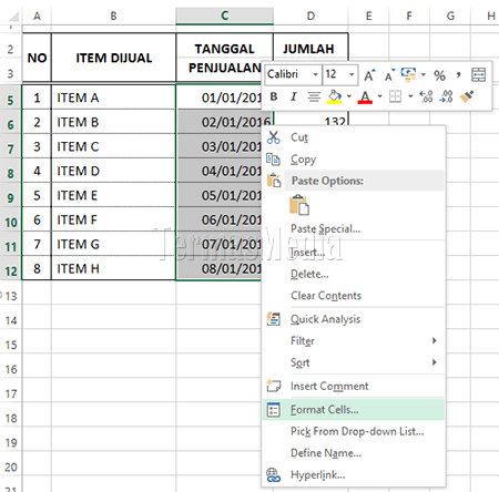 Mengkonversi mengubah tanggal ke nama hari di Micrsoft Excel