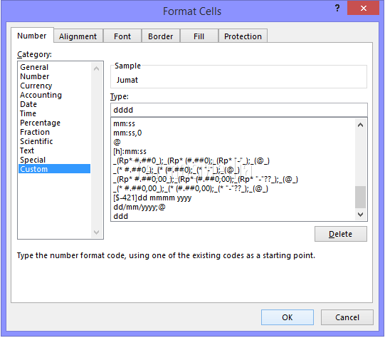 Mengkonversi mengubah tanggal ke nama hari di Micrsoft Excel