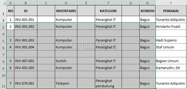 Cara cepat dan mudah menghapus beberapa baris dan kolom kosong di Excel