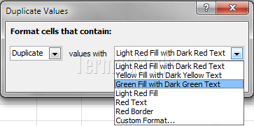 Menemukan data duplikat dengan pemformatan bersyarat di Excel