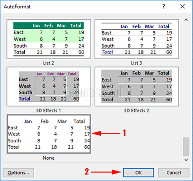 Menggunakan fitur AutoFormat tabel dan data di Microsoft Exce