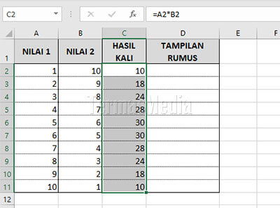 Mengekstrak formula di microsoft excel dan menampilkannya sebagai teks
