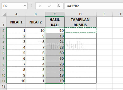 Mengekstrak formula di microsoft excel dan menampilkannya sebagai teks