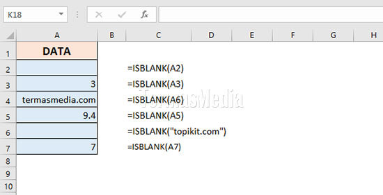 Fungsi ISBLANK() Microsoft Excel