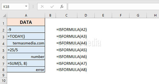 Fungsi ISFORMULA() Microsoft Excel