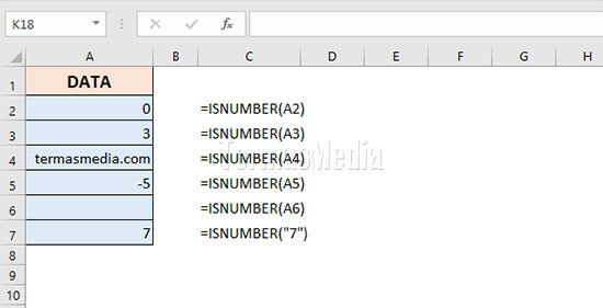 Fungsi ISNUMBER() Microsoft Excel