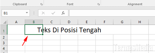 Meletakkan teks di tengah tanpa menggabungkan sel Excel