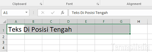 Meletakkan teks di tengah tanpa menggabungkan sel Excel