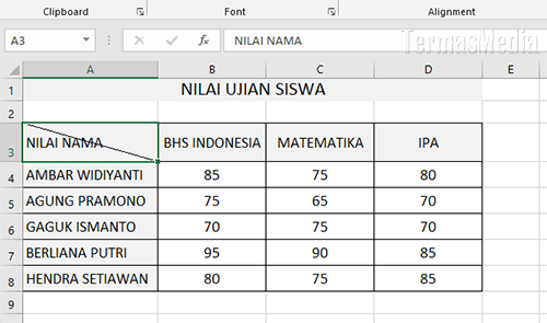 Cara membuat atau menambahkan garis diagonal di sel Microsoft Excel