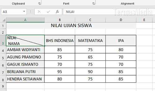 Cara membuat atau menambahkan garis diagonal di sel Microsoft Excel